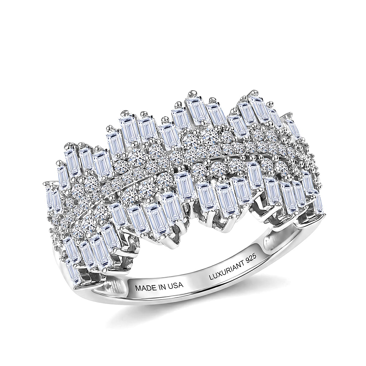 Luxuriant Lab Grown Diamond (G-H, SI) Ring in Rhodium Over Sterling Silver (Size 10.0) 1.50 ctw