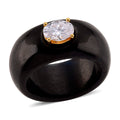 Moissanite (Ovl 8x6 mm), Black Jade Band Ring in 18K Vermeil YG Over Sterling Silver (Size 5.0) 39.65 ctw - Sticky add to cart bar