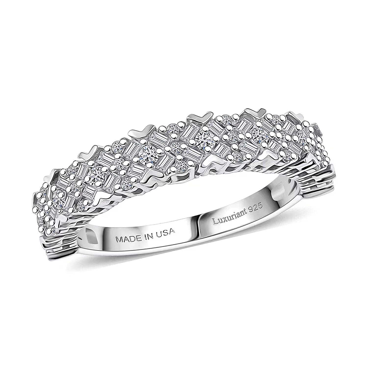 Luxuriant Lab Grown Diamond (G-H, SI) Ring in Rhodium Over Sterling Silver (Size 10.0) 0.50 ctw