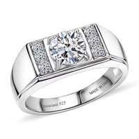 Luxuriant Lab Grown Diamond (G-H, SI) Men's Ring in Rhodium Over Sterling Silver (Size 10.0) 1.25 ctw