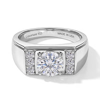 Luxuriant Lab Grown Diamond (G-H, SI) Men's Ring in Rhodium Over Sterling Silver (Size 10.0) 1.25 ctw