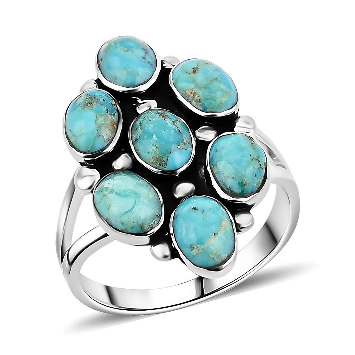 Santa Fe Style Kingman Turquoise Ring in Sterling Silver (Size 10.0) 1.05 ctw