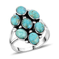Santa Fe Style Kingman Turquoise Ring in Sterling Silver (Size 10.0) 1.05 ctw - Sticky add to cart bar