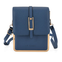 La Marey Black Lychee Pattern Faux Leather Crossbody Phone Bag with Shoulder Strap