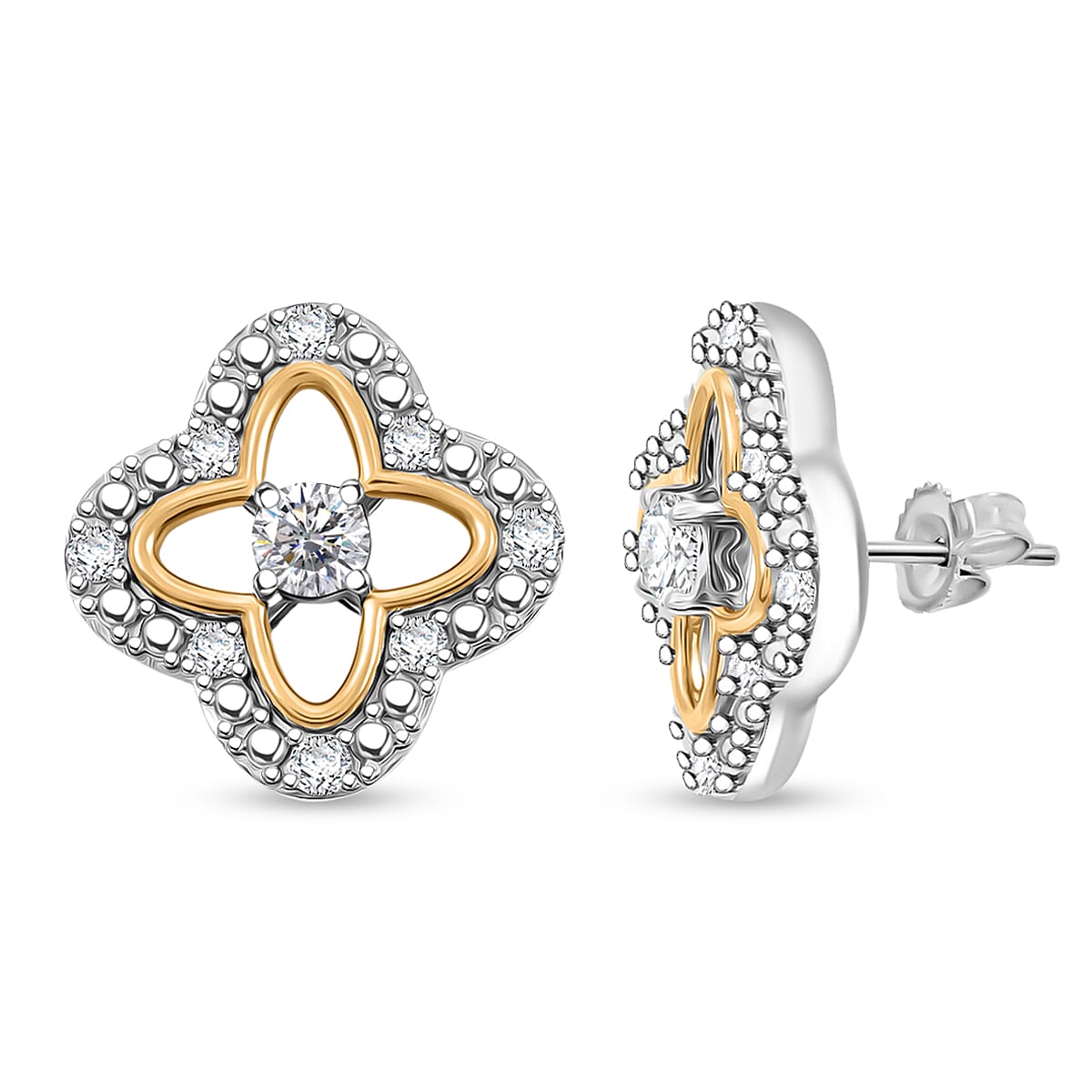 Luxuriant Lab Grown Diamond VS-SI 0.75 ctw Earrings in 14K Yellow Gold Over and Sterling Silver