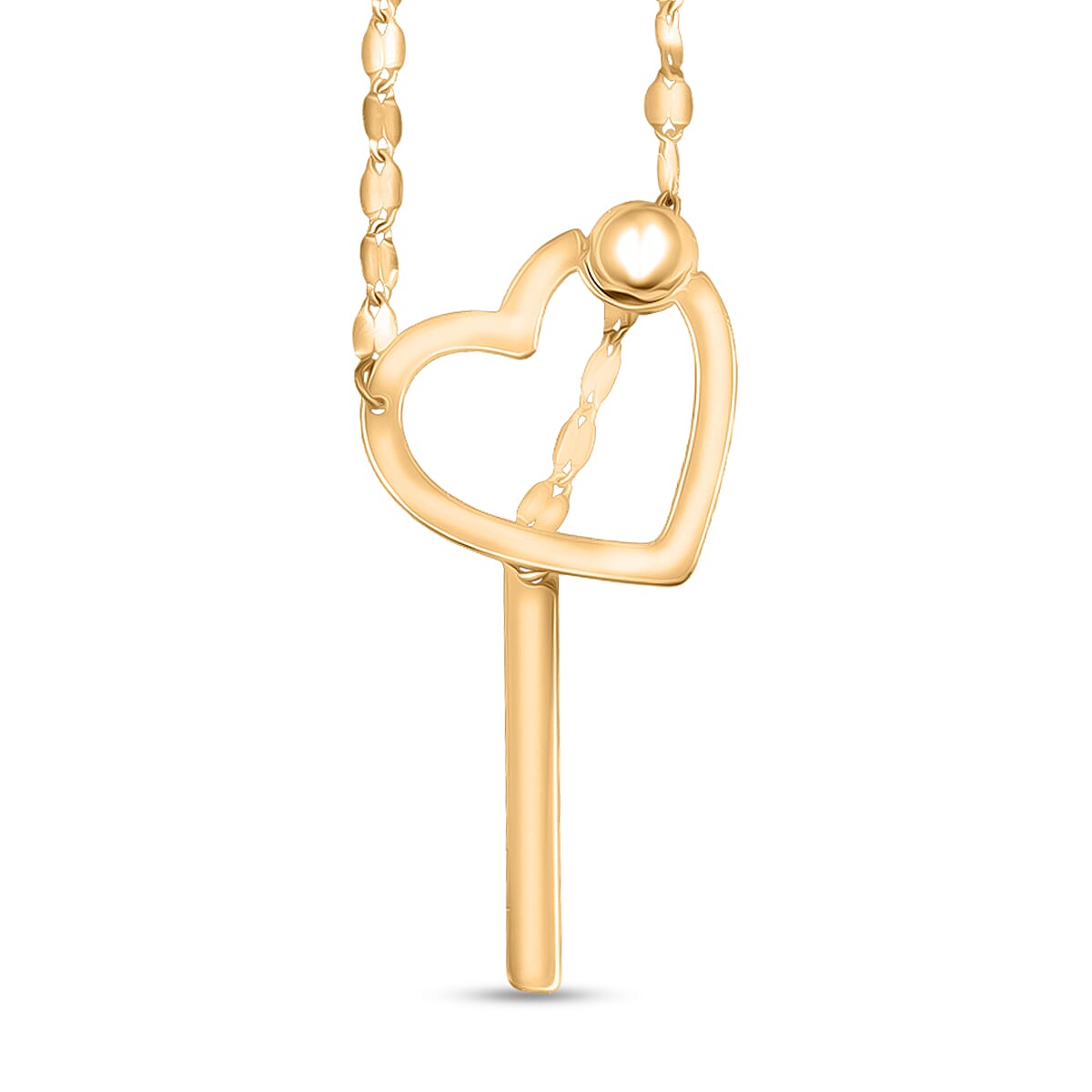 Italian 10K Yellow Gold Slider Heart Necklace 28 Inches 1.2 Grams