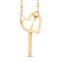 Italian 10K Yellow Gold Slider Heart Necklace 28 Inches 1.2 Grams