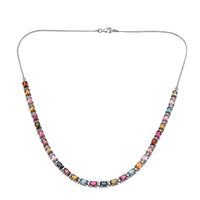 D'Joy Premium Multi-Tourmaline and Moissanite 13.90 ctw Garden of Lights Necklace in Rhodium Over Sterling Silver 18 Inches