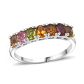 D'Joy Premium Multi-Tourmaline Ring in Rhodium Over Sterling Silver (Size 10.0) 1.20 ctw - Sticky add to cart bar