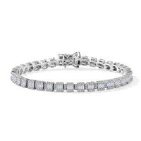 Luxuriant Lab Grown Diamond G-H SI 3.10 ctw Matrix Block Bracelet in Rhodium Over Sterling Silver (7.25 In)