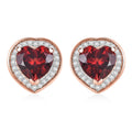 D'Joy Mozambique Garnet and Moissanite 3.00 ctw Heartfire Glow Earrings in 18K Vermeil Rose Gold Over Sterling Silver - Sticky add to cart bar