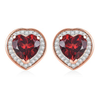 D'Joy Mozambique Garnet and Moissanite 3.00 ctw Heartfire Glow Earrings in 18K Vermeil Rose Gold Over Sterling Silver