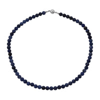 Sodalite Beaded Necklace with Magnetic Lock in Rhodium Over Copper 140.00 ctw (18 Inches)