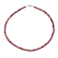 Rhodonite Beaded Necklace with Magnetic Lock in Rhodium Over Copper 150.00 ctw (18 Inches) - Sticky add to cart bar