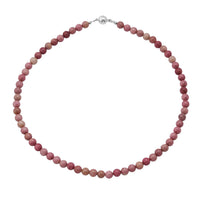 Rhodonite Beaded Necklace with Magnetic Lock in Rhodium Over Copper 150.00 ctw (18 Inches)