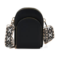 La Marey Black Faux Leather Crossbody Bag (5.5"x7.87"x2.8")