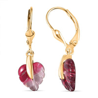 GP Pink Bi Color Glass Earrings in 18K Vermeil Yellow Gold Over Sterling Silver