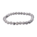 White Howlite Beaded Stretch Bracelet 48.00 ctw - Sticky add to cart bar