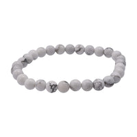White Howlite Beaded Stretch Bracelet 48.00 ctw