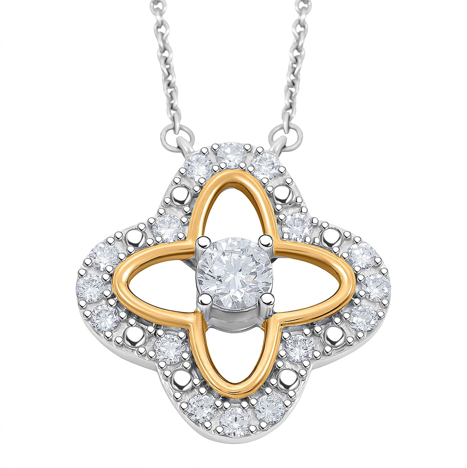 Luxuriant Lab Grown Diamond VS-SI 0.75 ctw Necklace in 14K YG Over and Sterling Silver 16-18 Inches