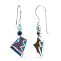 Sajen Silver Flat Blue Sapphire Drusy Quartz, Multi Gemstone Earrings in Rhodium Over Sterling Silver 5.00 ctw - Sticky add to cart bar