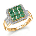 Premium Kagem Zambian Emerald and Luxuriant Lab Grown Diamond G-H SI 1.85 ctw Ring in 18K Vermeil Yellow Gold Over Sterling Silver - Sticky add to cart bar