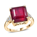 10K Yellow Gold AAA Niassa Ruby (FF), Luxuriant Lab Grown Diamond (G-H, SI) (0.20 cts) Ring (Size 10.0) 9.70 ctw - Sticky add to cart bar