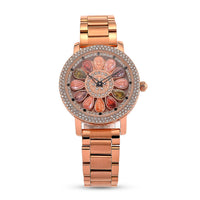 Genoa Multi Color Glass Japanese Movement Watch in Silvertone