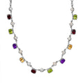 GP Royal Art Deco Collection Multi Gemstone 9.40 ctw Necklace in Rhodium Over Sterling Silver 18-20 Inches - Sticky add to cart bar
