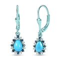 D'Joy Sleeping Beauty Turquoise, Multi Gemstone Earrings in Blue E-coat Sterling Silver 2.00 ctw - Sticky add to cart bar