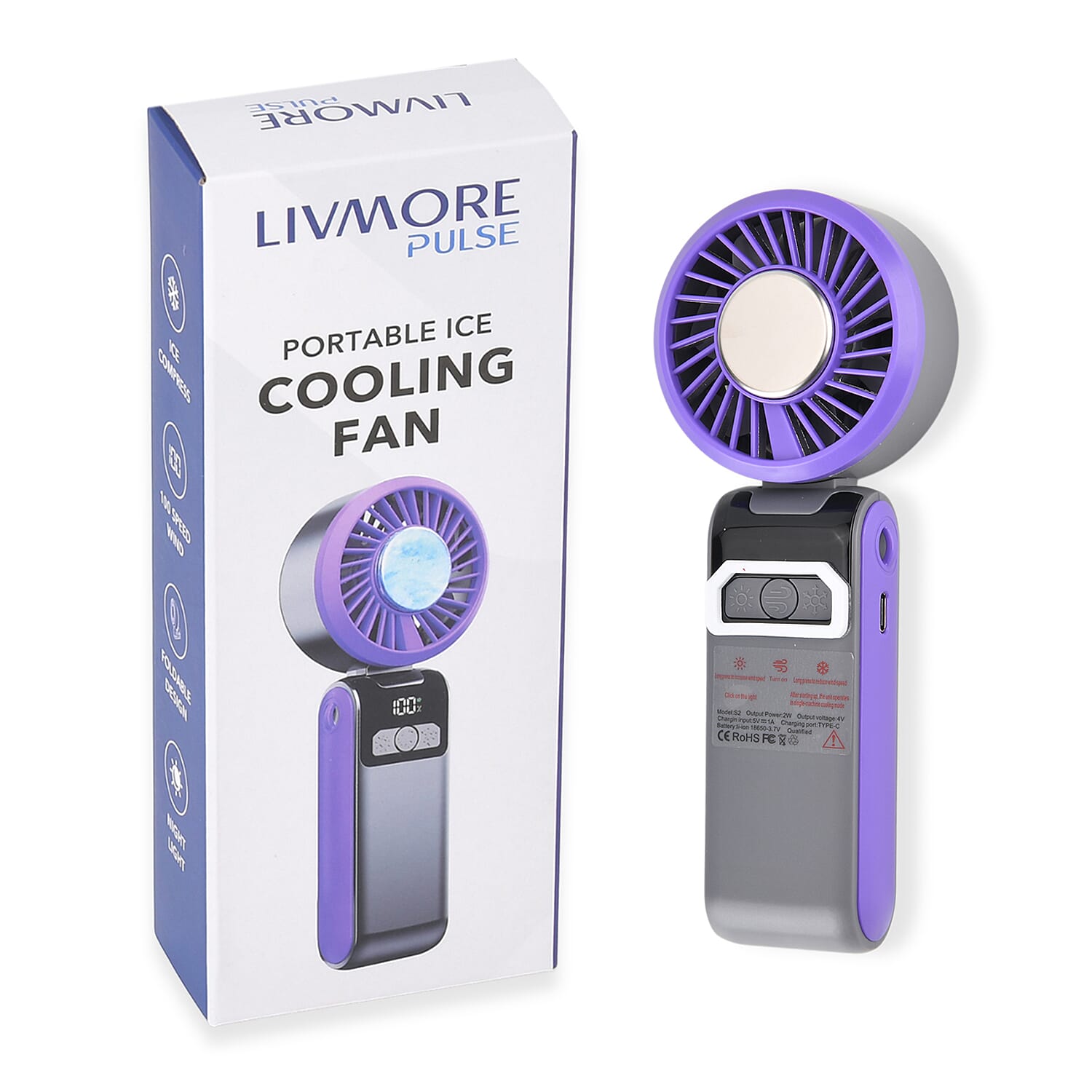 Livmore Gray Cooling Fan with LED Light (4.96"x4.4"x10.24")