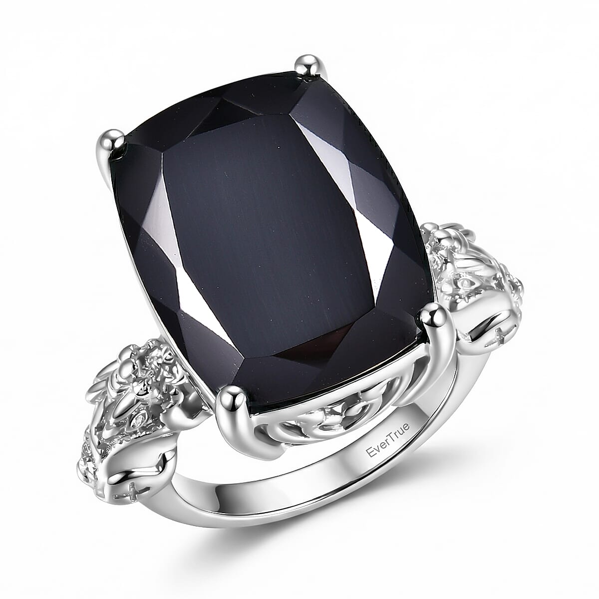 EverTrue Thai Black Spinel Ring in Platinum Bond (Size 10.0) 24.50 ctw