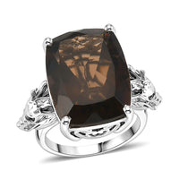 EverTrue Smoky Quartz, Thai Black Spinel Ring in Platinum Bond