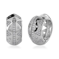 Simulated Diamond Hoop Earrings in Silvertone