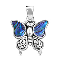Bali Legacy Abalone Shell Double Side Butterfly Pendant Sterling Silver