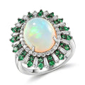 D'Joy Premium Ethiopian Welo Opal, Multi Gemstone Ring in Rhodium Over Sterling Silver (Size 10.0) 4.85 ctw - Sticky add to cart bar