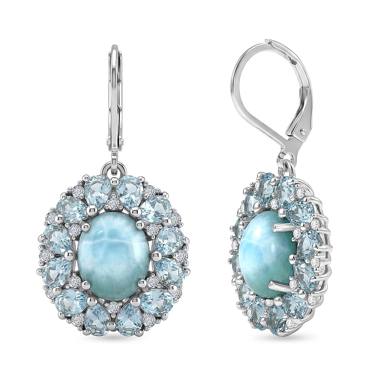 EverTrue Larimar, Multi Gemstone Earrings in Platinum Bond