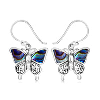 Bali Legacy Abalone Shell Double Side Butterfly Earrings in Sterling Silver