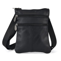 La Marey Black Cowhide Leather Crossbody Bag (7.87"x6.30"x0.39")