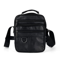 La Marey Black Cowhide Genuine Leather Crossbody Bag (8.25"x6.70"x2.35")