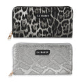 La Marey Black Faux Leather Leopard and Silver Crocodile Print Set of 2 Wallet (7.48"x3.94"x0.98") - Sticky add to cart bar