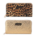 La Marey Black Faux Leather Leopard and Silver Crocodile Print Set of 2 Wallet (7.48"x3.94"x0.98") - Sticky add to cart bar