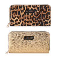La Marey Black Faux Leather Leopard and Silver Crocodile Print Set of 2 Wallet (7.48"x3.94"x0.98")