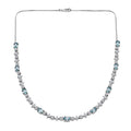 D'Joy Cambodian Blue Zircon, Moissanite Necklace in Rhodium Over Sterling Silver 17.40 ctw  (18 Inches) - Sticky add to cart bar