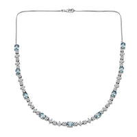 D'Joy Cambodian Blue Zircon, Moissanite Necklace in Rhodium Over Sterling Silver 17.40 ctw  (18 Inches)