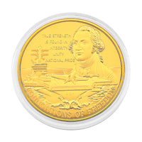 24K Gold Foundations of Freedom - American Legacy Tribute Medallion Embossed Sheet with Box Packaging 50mm (10mg)