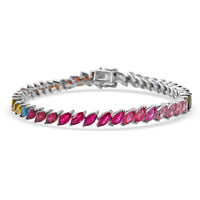 D'Joy Premium Multi-Tourmaline Bracelet in Rhodium Over Sterling Silver (6.50 In) 10.60 ctw