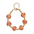 Green Murano Style Heart Bracelet in ION Plated YG Stainless Steel (7.00-8.5In) - Sticky add to cart bar