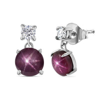 D'Joy Star Ruby, Moissanite Earrings in Rhodium Over Sterling Silver 3.75 ctw
