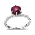 D'Joy Premium Indian Star Ruby, White Zircon Ring in Rhodium Over Sterling Silver (Size 10.0) 4.10 ctw - Sticky add to cart bar